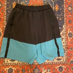 Grey and blue lululemon workout shorts
